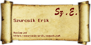 Szurcsik Erik névjegykártya